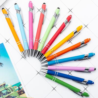 China Wholesale Promotional New Multifunction Tip Ballpoint Pen Fashion Soft Touch Touch Screen Pen 2 in 1 with Logo Metal Ballpoint Pens Custom Made for sale