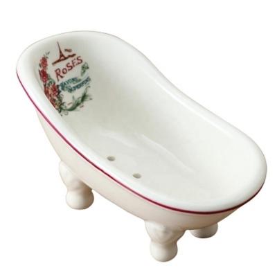 China Wholesale 2021 New Viable Cheap Products Bathroom Marble Effect Mini Bathtub Shaped Porcelain Ceramic Bar Soap Dish For Soap Box Holder for sale