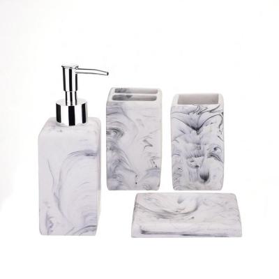 China Wholesale High Viable Qualified Chinese Products Marble Effect 4-Piece Hotel Balfour Bathroom Accessories Set For Amazon for sale