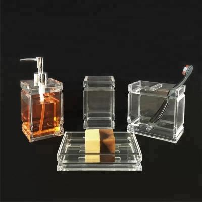 China China Sustainable New Products Luxury Hotel Clear Acrylic 4 Piece Bathroom Accessories Set for sale