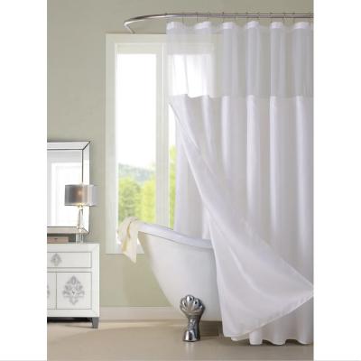 China New Amazon Luxury Hotel 2019 Sustainable Home Decor White Snap-in Fabric Hookless Shower Curtains Snap In With Grommets For Peva Liner for sale