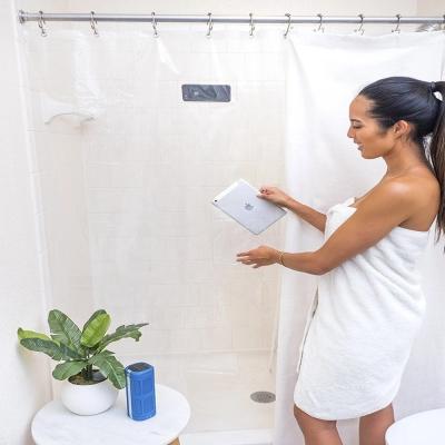 China Sustainable Pockets Clear Shower Curtain Liner With Tablet Or Phone Holder for sale