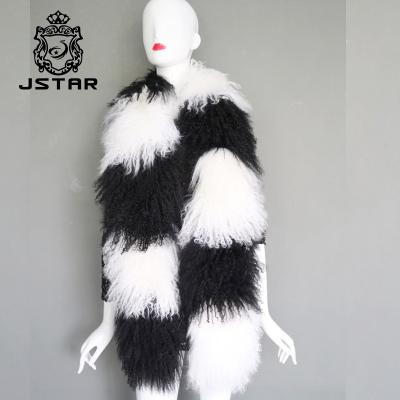 China Womens 180cm*10cm Warm Warm 100% Real Fur Mongolian Scarf for sale