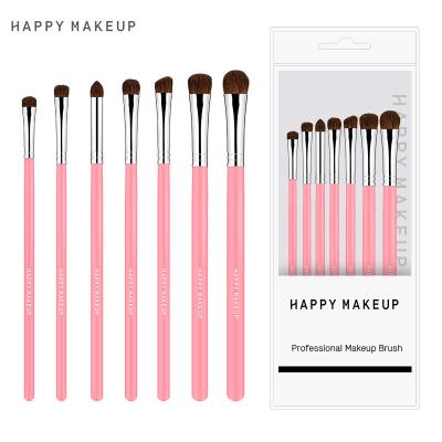 China 7Pcs Flat Brush Eyeshadow Makeup Sweeps Animal Hair Wooden Handle Natural Soft Eyeshadow Blending Make Up Brush Set With Bag Cosmetic Tool for sale