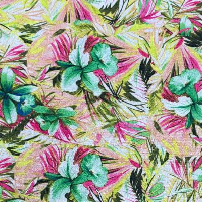 China Breathable 100% Korean Moss Crepe Fabric Floral Print Polyester Digital Printing Chiffon Fabric For Clothes for sale