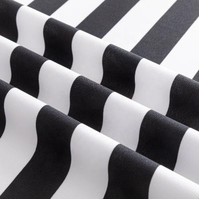 China Anti Pill 100 Polyester Custom Design Black And White Stripes Mini Matt Printed Fabric For Dress for sale