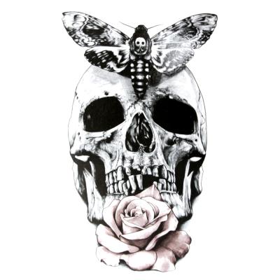 China Horror Temporary Popular Skull Tattoo Coolest Artificial Tattoo Black Non-Toxic Semi Permanent Sticker à venda