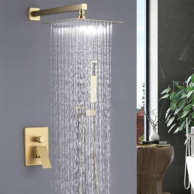 China With CUPC Slide Bar Factory Direct Shower Systems Bathroom Brushed Shower Gold Faucet Wall Mounted Rainfall Shower Systems for sale