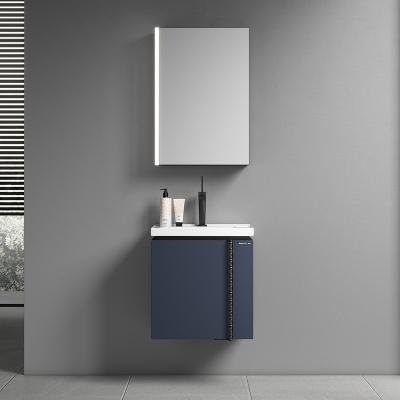 China Modern Blue Commercial Bathroom Vanity Units , 304 Stainless Steel Wall Mounted Single Sink Vanity for sale