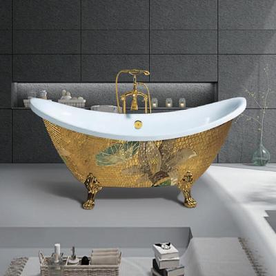 China Bathroom Luxury Acrylic Freestanding Bathtub Claw Foot Golden Bathtub for sale