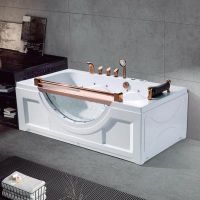 China Classic Indoor Single Bath Double Side Spa Couples Hydraulic Skirt (Left Skirt) Massage Jetted Tub Air Bubble Massage Bathtub for sale