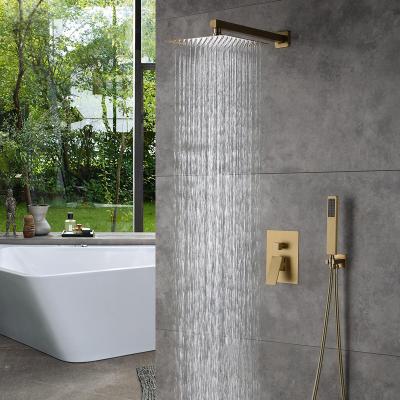 China With Sliding Bar Shower System Wholesale Brass Hidden Bathroom In The Wall Shower Luxury Gold Hot Cold Mixer for sale