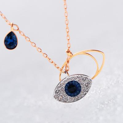 China Wholesale Women's Jewelry Stainless Steel Vintage Fashion CZ Crystal Guardian Devil's Eyes Production Pendant Necklaces With Diamonds. for sale