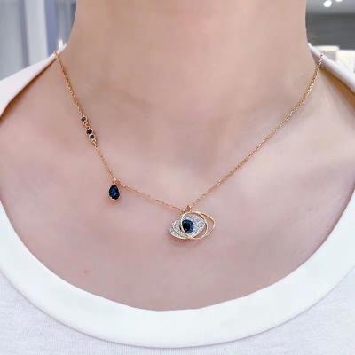 China Wholesale Women's Jewelry Stainless Steel Vintage Fashion CZ Crystal Guardian Devil's Eyes Production Pendant Necklaces With Diamonds. for sale