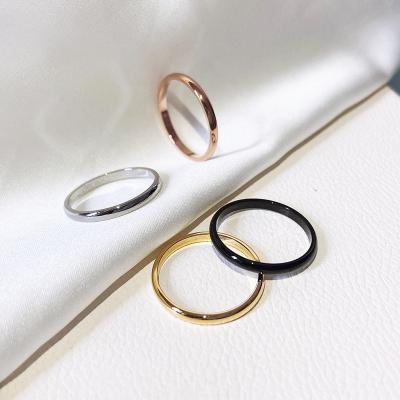 China Vintage Wholesale 316L Stainless Steel Thin Simple Ring 2mm Lovers Rings Custom Lettering Words Couple Rings For Men And Women for sale