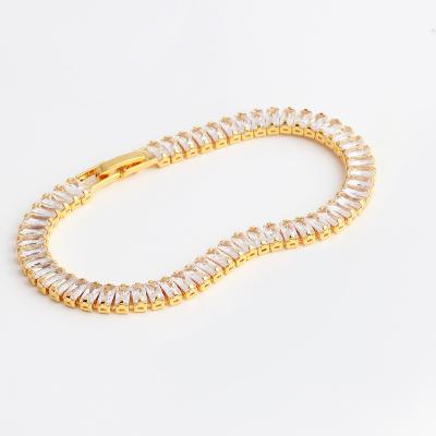 China 2022 Fashion Luxury 18K Gold Plated White CZ Women And Men Diamond Charm Tennis Bracelet For 4mm Zircon for sale