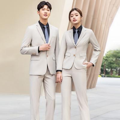 China Pick Stitching Men And Women Suit Interview Made MTM Suit And Shirt Set Bank Agent Wear for sale