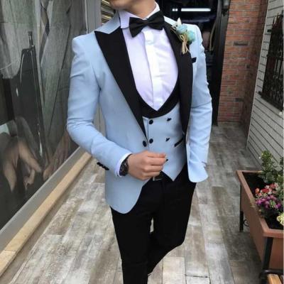 China Breathable Half Canvas Men Wedding Suit Latest Design Light Blue Bespoke Suit for sale