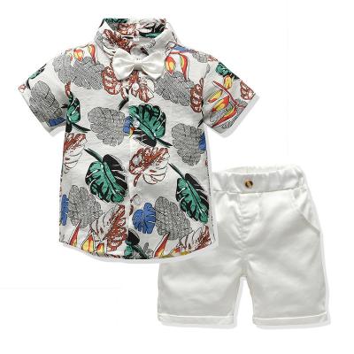 China Factory Wholesale Children's Clothing Hip Hop White Two Piece Suit Two Color Printing T-shirt Suit for sale