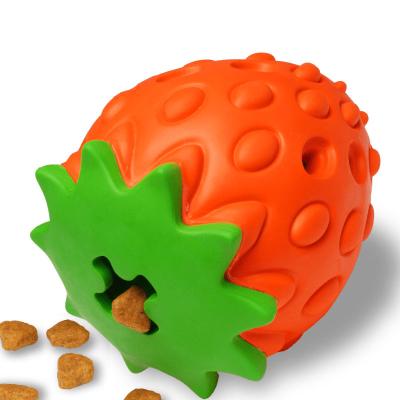 China Viable Dog Chew Toy Strawberry Feeding Toy Teeth Pet Chew Ball Treat Food Dog Cleaning Toy for sale