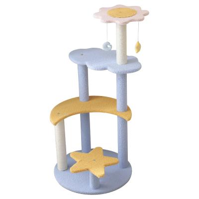 China Viable Plush Kitten Wooden Houses Entertainment Platform Cat Scratching Tower Cat Tree Mail for sale