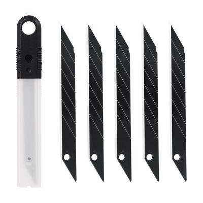 China Cutting carft work MANUFORE 9mm snap-out replacement blades 30 degree SK5 steel black blades for utility knife sk5 9mm steel blade for sale