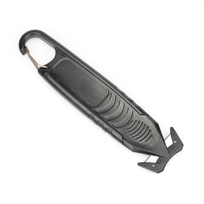 China Safety design plastic handle and carbon steel blade safety cutter with key chain easy to carry for sale