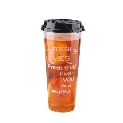 China 22oz/650ml Transparent Plastic Disposable Iced Coffee Cups Milk Tea Cup For Bubble Tea for sale