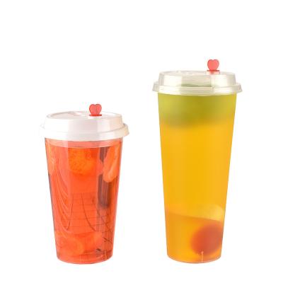 China 18oz/550ml injection molding transparent plastic drinks cups for bubble tea milkshake fruit tea for sale