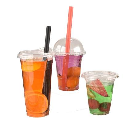 China 12/14/22/16 Ounce Cups Clear Plastic Cup With Dome Lid Disposable Juice Smoothie Cups for sale