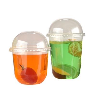 China 14oz/440ml layout plastic cup transparent with dome lid for boba bubble tea for sale