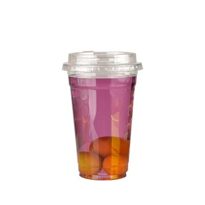 China 20oz / 630ml Transparent Drink Cups With Dome Lid Plastic Juice Pet Cups for sale