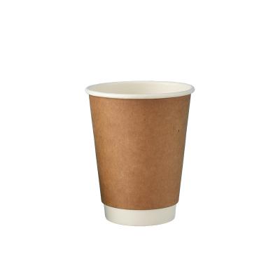 China 12oz/400ml Double Wall Paper Cup Disposable Kraft Paper Cups With Lids For Hot Coffee for sale