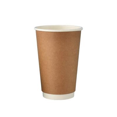 China 16oz/500ml Double Kraft Paper Disposable Wallpaper Cups With Customized Logo On The Surface for sale