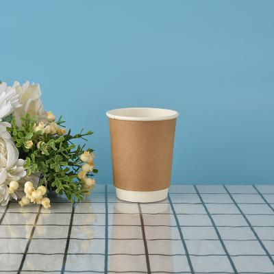 China Wholesale 8oz 280ml Recyclable Custom Printed Paper Coffee Cups Wallpaper Double Cup for sale