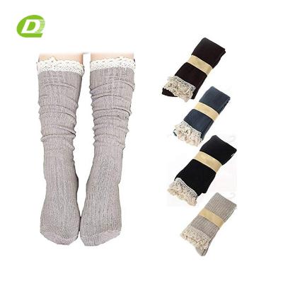 China Viable DQ-B497 women lace up knee high boot socks with lace for boots for sale