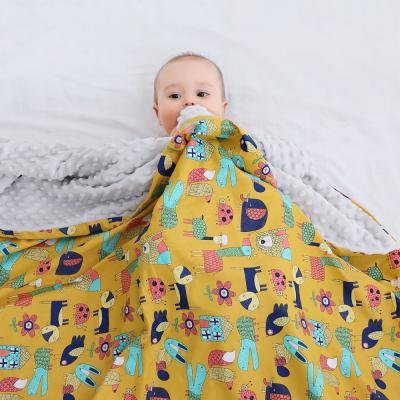 China Anti-Static Custom Design Plush Receiving Blanket Polyester Newborn Baby Blanket 100% Minky Stitch Blanket for sale