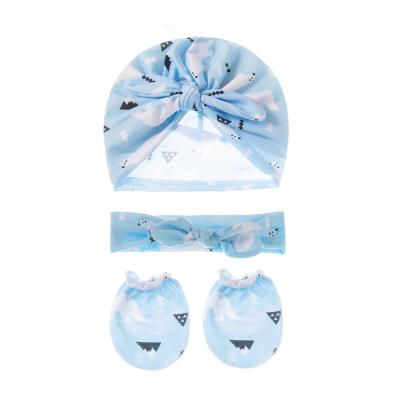 China Wholesale Striped 3 Piece Cheap Infant Hair Accessories Set Baby Headwrap Tied Bowknot Hat For Baby for sale