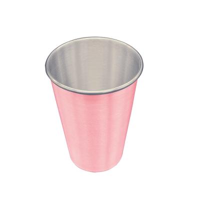 China Viable 16oz Single Wall Beer Drinking Promotions Reusable Custom Stainless Steel Travel Coffee Mug Tumbler Stainless Steel Pint Cups for sale