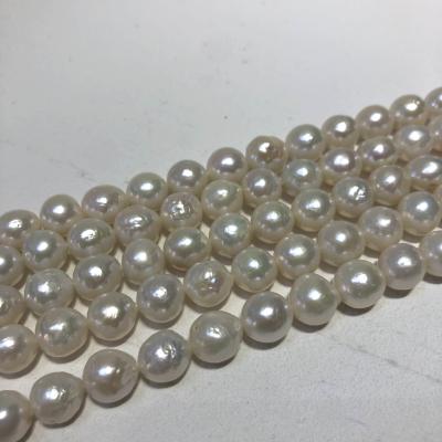 China Wholesale White Colored Irregular Crinkle Leather Aurora 10-11mm Pearl Bead Chain Baroque Freshwater Semi-finished Products for sale