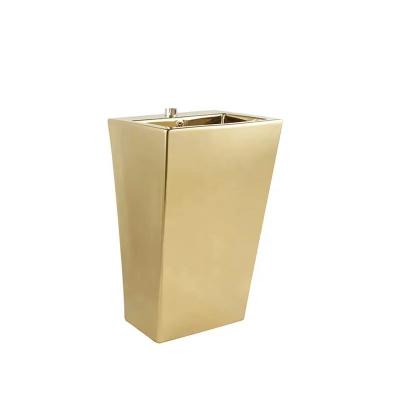 China New Style Modern Gold Size Large Ceramic Pedestal Floor Standing One Piece Basin For Bathroom for sale