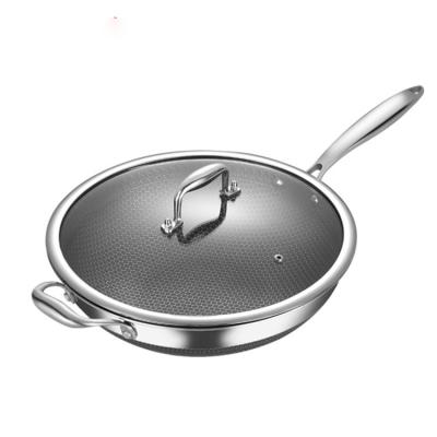 China China Factory Sustainable Large Price 30cm Diameter Stainless Steel Triple Well Customizable Wok for sale