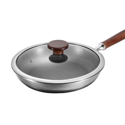 China General Use for Gas and Induction Cooker Honeycomb Stainless Steel Wholesale Customizable Frying Pan with Non-Stick for sale