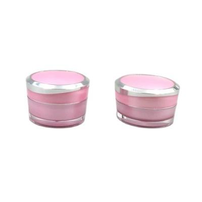 China Plastic Silver Jar 15g 30g 50g Skin Whitening Cream Jar Wholesale Acrylic Pink Oblique Round Cosmetic Jars for sale