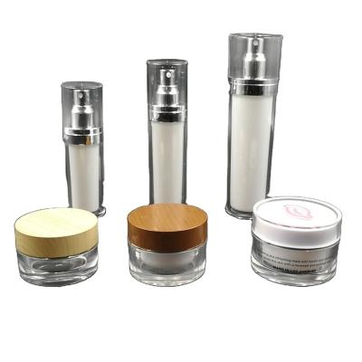 China Skin Care Cream Cylinder Packaging Luxury Collection Transparent Cosmetics Packaging Containers Round Container Glitter Cosmetic Containers for sale