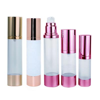 China Gold Manufacturer Packing Quality Transparent Plastic Cream Bottle Pump Bottle Clear Glossy Airless Cosmetic Pump Bottle for sale