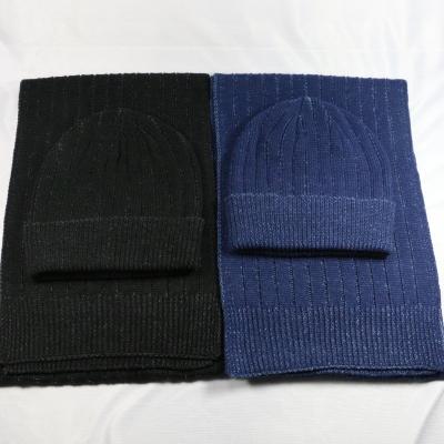 China HZM-17050004 New Design Long Black Solid Color Crochet Scarf, Hat And Glove Acrylic Wholesale Knitted Sets for sale