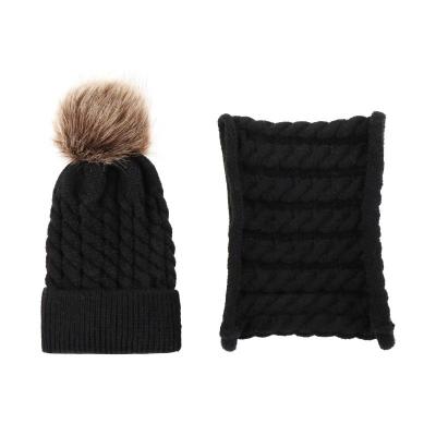 China HZO-50070 Short winter kids knit custom kid beanies and pom knitted beanie hat set of scarves for sale