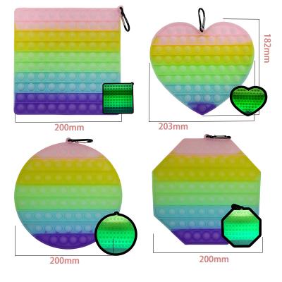 China Relieve Stress 20CM Push Bubble Toy Glow Dark Fluorescent Square Busy Person Round Noise Sensory Toys for sale