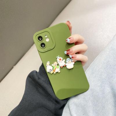 China Cute 3D Doll Duck Thin Matte TPU Shockproof Phone Cases End Profile Soft Back Cover Device For iPhone 11 12 13 pro Max Case for sale